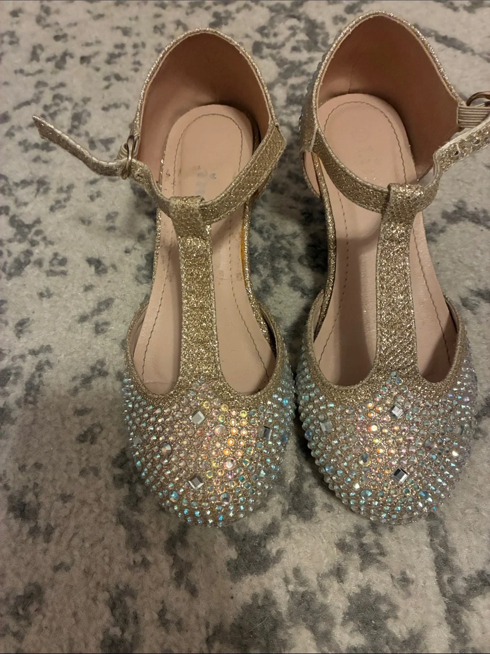 Girls' Sparkle T-Strap Dress Shoes - Gold